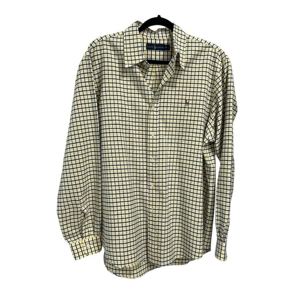 Polo Ralph Lauren Mens XL Shirt Stanton Classic Fit Blue Yellow Plaid - Picture 13 of 13